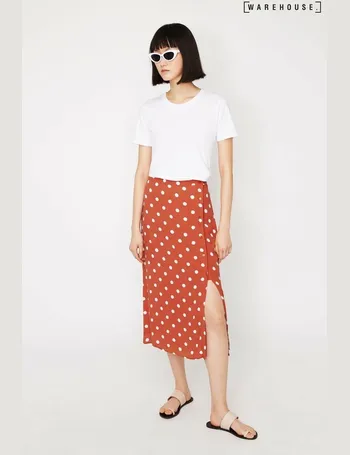 Warehouse spot wrap midi skirt in red sale