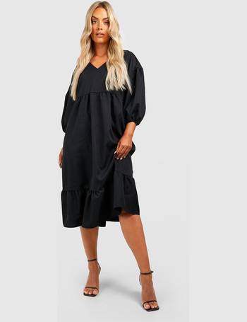 Plus Denim Tiered Smock Dress