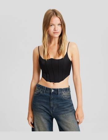 Ribbed strappy corset top