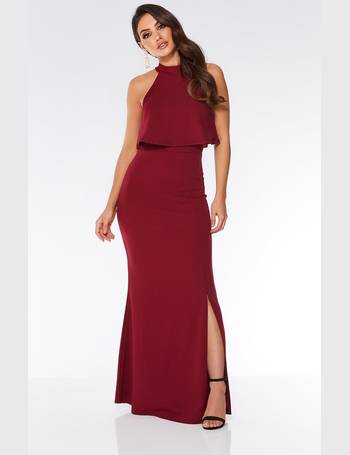 Berry layered split front maxi outlet dress