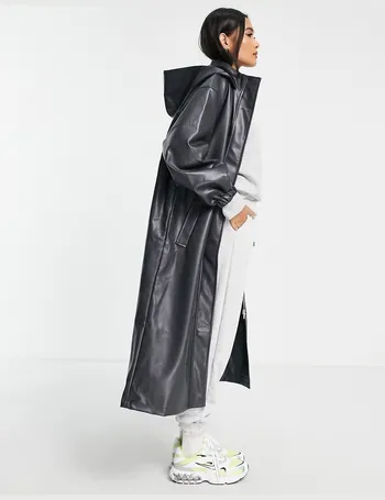 asos design hero longline aviator coat in black