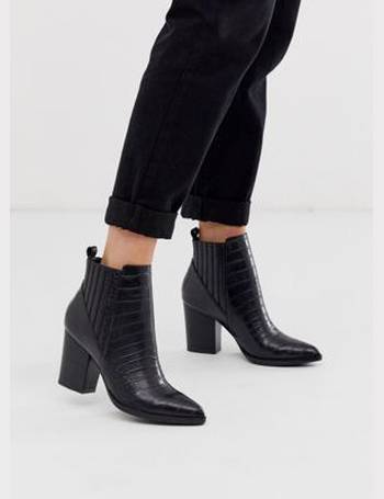 steve madden risen black leather heeled ankle boots