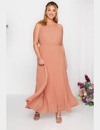 YOURS LONDON Curve Blush Pink Lace Pleated Maxi Dress