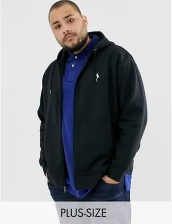 polo ralph lauren full zip borg lined hoodie with player logo in navy