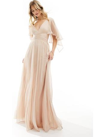 ASOS DESIGN Bridesmaid Ruched Bodice Drape Maxi Dress With Wrap