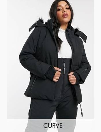 ASOS 4505 Petite ski belted jacket with faux fur hood