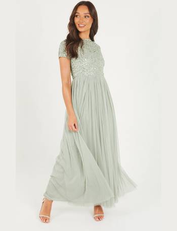 Quiz grey clearance embellished maxi dress