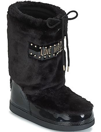 love moschino faux fur stud snow boots