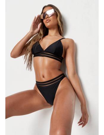 Missguided High Leg Tanga Bikini Bottoms in Black