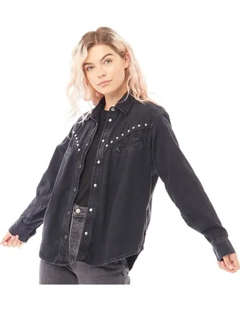 levis black denim shirt womens