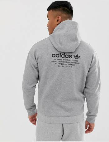 adidas originals floating 3 stripe hoodie in grey