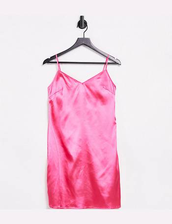 Urban Threads satin cami strap mini dress in hot pink