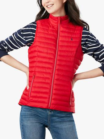 Sizes UK 12-16 Joules Ladies Chevron Brindley Quilted Gilet Redcurrant 