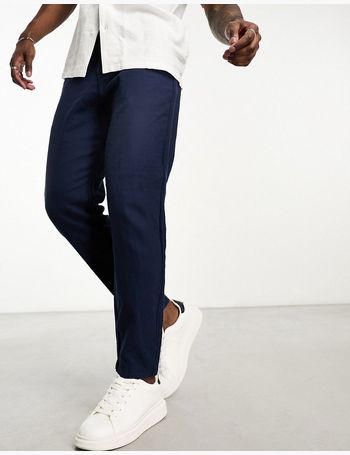 Selected Homme slim tapered linen mix trouser in beige