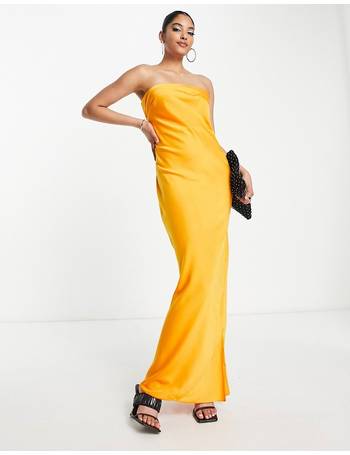 ASOS DESIGN satin cowl neck maxi dress with tie cuff detail in