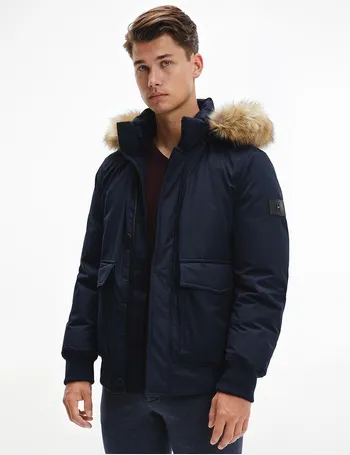 faux fur hood bomber jacket tommy hilfiger