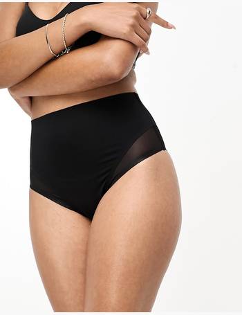 ASOS DESIGN Mila mesh smoothing high-waist thong in black
