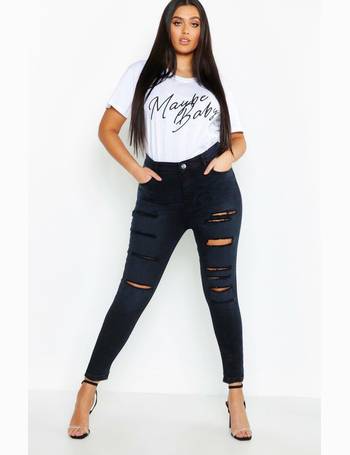 boohoo plus size ripped jeans