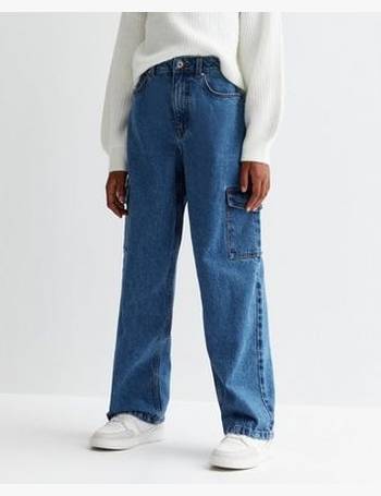Blue cuffed cargo jeans