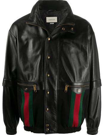 Gucci Men's GRG Taped Leather Bomber Jacket