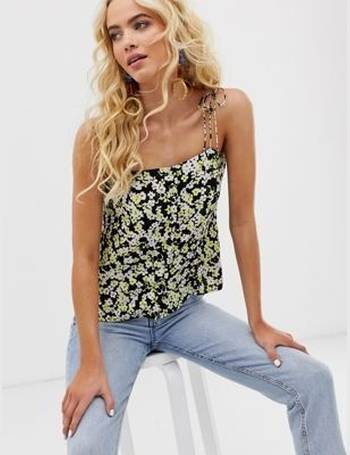  Other Stories heavily embellished cami crop top in black