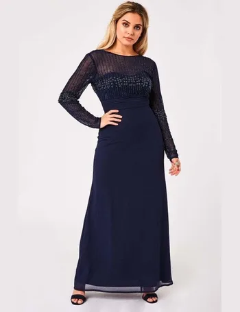 Little mistress luxury georgie navy hand cheap embellished midi dress