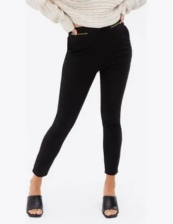 Petite Black Zip Slim Stretch Trousers