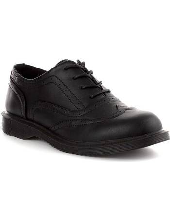 Lilley Womens Black Glossy Lace Up Brogue Shoe