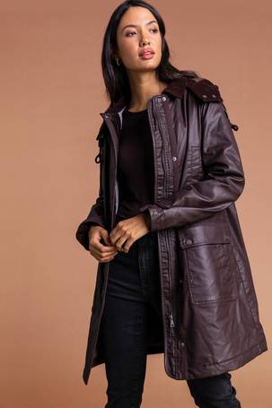 waxed longline hooded coat