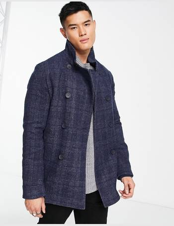 French connection mens double breasted fur lined hotsell coat marine