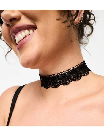 ASOS DESIGN choker necklace with lace design in black