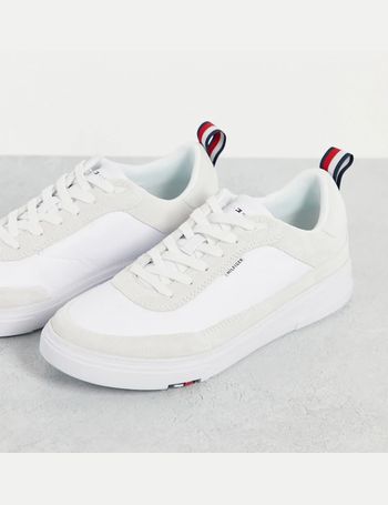 tommy hilfiger white & navy ess corporate cupsole trainers