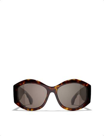 Chanel Rectangle Sunglasses CH5496B 56 Brown & Yellow Tortoise & Brown  Sunglasses