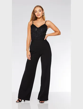 quiz black sequin jumpsuit