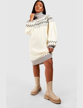 Soft Wide Rib Knit Collared Jumper Dress