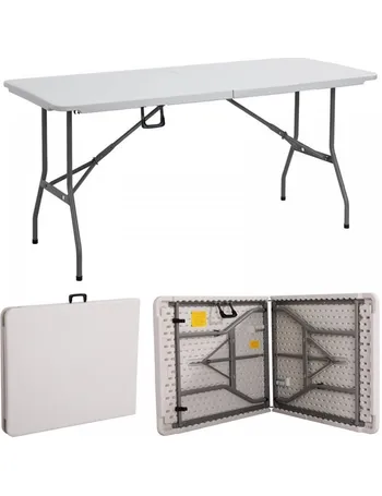 6FT Portable Folding White Trestle Table Heavy Duty Plastic