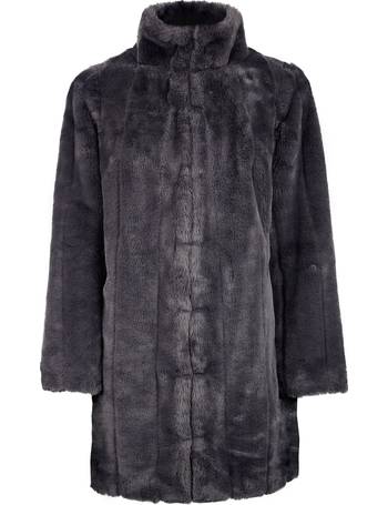 black pelted faux fur parka jacket