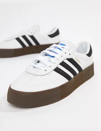 white adidas trainers brown sole