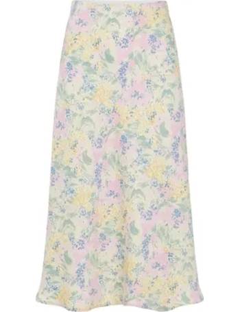 Ladies Aline Skirt M&S Grey Floral Jacquard Midi Cotton Mix BNWT Marks Classic