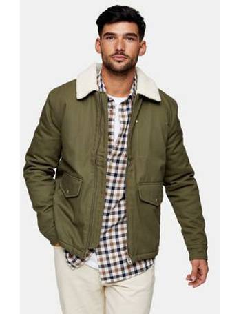 topman borg jacket in off white