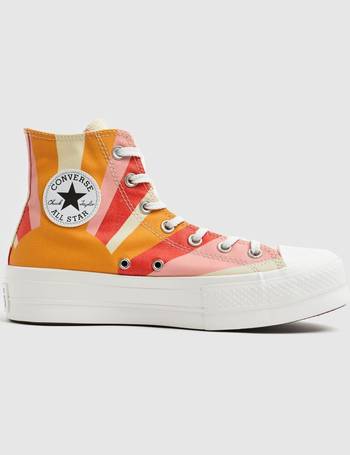 converse orange all star lift hi trainers