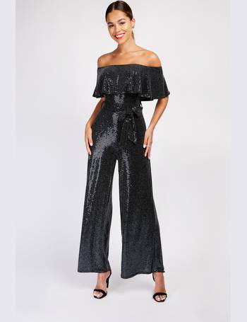 Girls on Film Black Foil Sequin Maxi Dress - Matalan