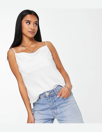 River Island asymmetric satin cami top in white