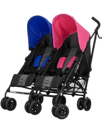 Obaby apollo twin shop stroller with footmuffs