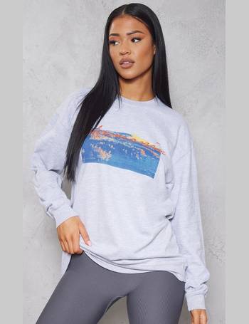 Grey Marl Louisiana Print College Sweatshirt