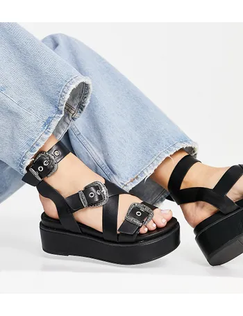 tabitha chunky flatform sandals in black