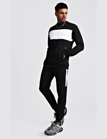 boohooman black and white tracksuit