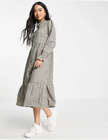 QED London tiered shirt dress in white