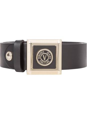 Versace Jeans Couture Black Circular V Logo Belt - Belts from  Brother2Brother UK