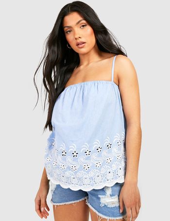 Plus Chambray Embroidered Cami Top